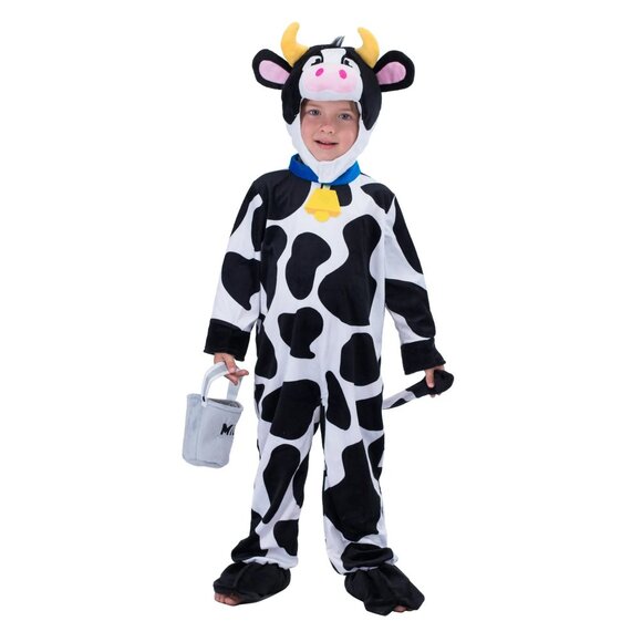 Cow Costume with Milking Bucket  Baby, Toddler, Kids Halloween Holiday Party - Picture 1 of 5